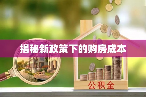 后壁揭秘新政策下的购房成本