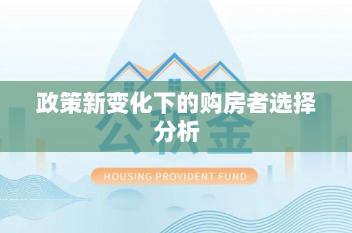 后壁政策新变化下的购房者选择分析